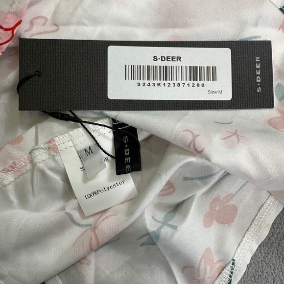 S. Deer Midi Dress Womens M White Floral Print Puff Sleeve Square Neck NWT - Picture 6 of 6